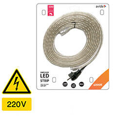 Avide 220V LED szalag szett: 5 méter természetes fehér szalag, vízálló IP67 védett csőben, kültéri dekorációhoz (ABLSBL-220V-3528-60NW67)