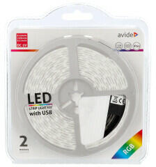 Avide 5V-os USB csatlakozós színváltós RGB LED szalag szett (2m) vezérlővel (ABLSBL5V5050-30RGB65)