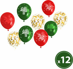 Family Collection Lufi szett - piros, zöld, arany, karácsonyi motívumokkal - 12 db / csomag Family 58754 (58754)