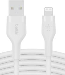 Belkin Cablu Incarcare Belkin BOOST CHARGE Flex Silicone USB-A Lightning White (CAA008bt3MWH)