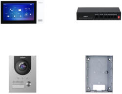 Dahua Kit videointerfon 2MP, ecran 7 inch, aplicat, 1 familie, WDR, switch 4xPoE - Dahua KTP01L S (DHI-KTP01L(S))