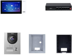 Dahua Kit videointerfon 2MP, ecran 7 inch, incastrat, 1 familie, WDR, switch 4xPoE - Dahua KTP01L F (DHI-KTP01L(F))