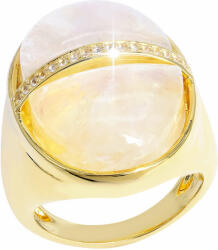 Arannyal Bevont Ezüst Gyűrű Szivárvány Holdkővel és Fehér Topázza (CHI0689/54)