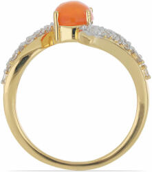 Arannyal Bevont Ezüst Gyűrű Lega Dembi Narancs Opállal és Fehér T (Y51063/57)