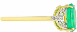  Arany Gyűrű Zambiai Smaragddal és Természetes Cirkónnal, Méret: 59-58 (PCY10363/59)