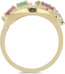 Arannyal Bevont Ezüst Gyűrű Madagaszkári Rubinnal és Brazil Smara (Y51953/54)