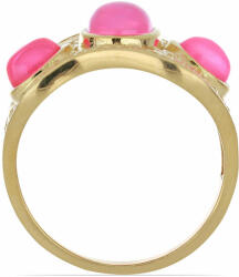  Arannyal Bevont Ezüst Gyűrű Pink Opállal, Méret: 54-55 (Y50127/54)