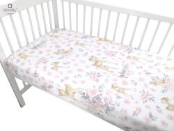 MimiNu by Kieczmerski MimiNu, Caprioare, cearceaf din bumbac cu elastic, roz, 60x120 cm Lenjerii de pat bebelusi‎, patura bebelusi