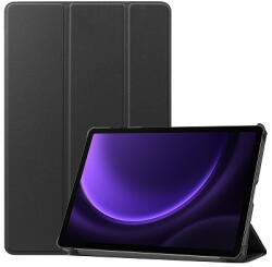 Triple Folding bőrhatású támasztós fliptok Samsung X510, X516, X710, X716 Galaxy Tab S9 FE, Tab S9 5G, fekete