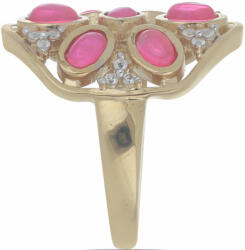  Arannyal Bevont Ezüst Gyűrű Pink Opállal, Méret: 54-55 (Y47432/54)