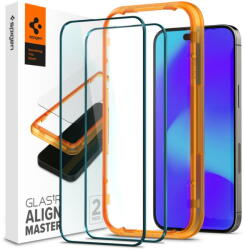Spigen Folie Protectie Ecran Spigen Align Master pentru Apple iPhone 14 Pro, Sticla securizata, Full Face, Full Glue, Set 2 bucati, Neagra AGL05216 (fo/spi/ali/ai1/st/fu/fu/se/ne) - pcone