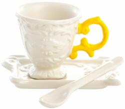 Seletti Ceașcă de cafea cu farfurie și lingura I-WARES, galbenă, Seletti
