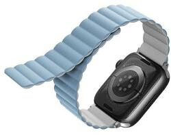 UNIQ Egyedülálló tokos Revix szíj Apple Watchhoz 1/2/3/4/5/6/7/8/9/SE/SE2/Ultra 42/44/45/49mm. Megfordítható Mágneses fehér-kék/fehér-kék
