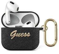 Guess GUA3SASMK AirPods 3 borító fekete/fekete Saffiano Script Metal Collection