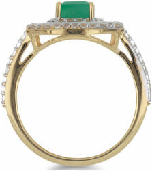  Arannyal Bevont Ezüst Gyűrű Brazil Smaragddal és Fehér Topázzal, (Y51990/54)