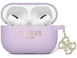 Guess GUAP2LECG4U tok AirPods Pro 2 burkolathoz - lila folyékony szilikon csillogó háromszög varázslat