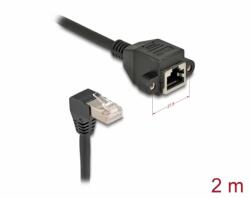 Delock Cablu prelungitor de retea RJ45 cat. 6A S/FTP drept/unghi 2m Negru, Delock 80312 (80312)