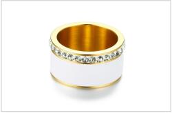 Elegance Prémium minőségű nemesacél gyűrű fehér kerámiával díszítve (GYR - 4938)