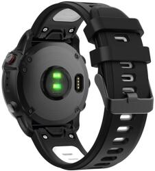 gigapack Pótszíj (egyedi méret, 22 mm, szilikon, állítható, fekete csat, QuickFit csatlakozás) FEKETE / FEHÉR Garmin Fenix 3, Garmin Fenix 7, Garmin Fenix 5, Garmin Fenix 6 Sapphire, Garmin Fenix 6 Sol (GP-149
