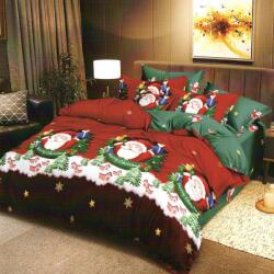 Ralex Lenjerie pat ELVO 4 piese Moș Crăciun fericit, cearșaf pat 220x230 cm, pilotă 200x220 cm, 2 fețe perne 50x70 cm Lenjerie de pat