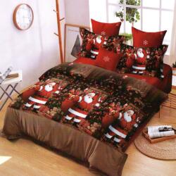 Ralex Lenjerie pat ELVO 4 piese Moș Crăciun încărcat cu cadouri, cearșaf pat 220x230 cm, pilotă 200x220 cm, 2 fețe perne 50x70 cm Lenjerie de pat