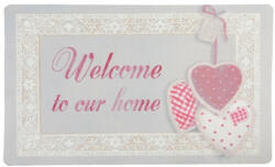 Clayre & Eef Előszoba belépő szőnyeg, gumi-polyester, szíves "Welcome to our home