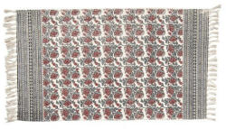 Clayre & Eef Szőnyeg 70x120cm, 100% pamut, piros virág mintás