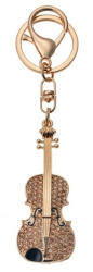 Clayre & Eef Fém kulcstartó hegedűvel, arany színű üveggyönggyel - perfectodekor