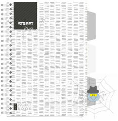 STREET Spirálfüzet STREET Pad regiszteres A/5 kockás 100 lapos fehér
