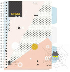 STREET Spirálfüzet STREET Pad regiszteres A/5 kockás 100 lapos színes mintás