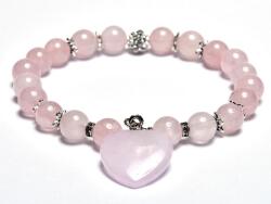  Megbocsátás, szerelem bevonzása - Rózsakvarc karkötő strasszal és szívvel