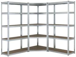 Plus Mobilier Raft triplu de colt Premium 1800x2500x400 mm (HxLxl), otel galvanizat 5 polite MDF, 2625 kg, montaj fara surub (5 ani garantie) gri 5 Raft metalic 175 kg Otel Uz casnic 1800x2500x400 (61004190) Dulap arhivare