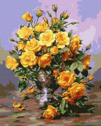 Ipicasso Set pictura pe numere, cu sasiu, Trandafiri galbeni, 40x50 cm (PC4050400)