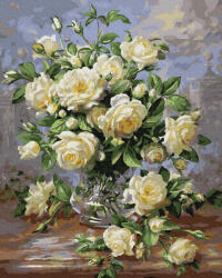 Ipicasso Set pictura pe numere, cu sasiu, Buchet de trandafiri albi, 40x50 cm (PC4050022)