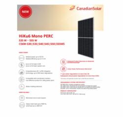 Panou Solar Fotovoltaic Monocristalin HiKu6 Mono PERC CS6W-550MS Silver Frame, max. 1500V, lungime cablu 1400mm, conector T6, 550W, 2261x1134x30mm, IP68, 144 celule [2X(12X6)]