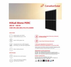 Panou Solar Fotovoltaic Monocristalin HiKu6 Mono PERC CS6R-400MS Black Frame, max. 1500V, lungime cablu 1100mm, conector T6, 400W, 1722x1134x30mm, IP68, 108 celule [2X(9X6)]