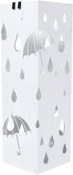 SONGMICS fém Esernyőtartó horgokkal és csepptálcával - fehér (LUC49W)