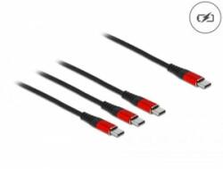 Delock 3az1-ben USB Type-C - 3xUSB Type-C töltőkábel 30cm fekete-piros (86712)