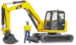 BRUDER Excavator Cat Minibagger cu muncitor, Bruder 02466 (BR-02466)