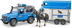 BRUDER Masina de politie Land Rover cu remorca cai si figurina, Bruder 02588 (BR-02588)
