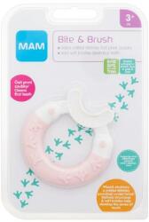MAM Bite & Brush Teether 3m+ Pink rágóka kefével az első fogak tisztítására