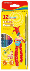 Keyroad Színes ceruza készlet kétvégű, háromszögletű Keyroad Duo 12 klf. szín