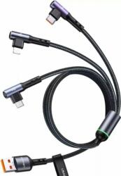 USAMS SJ561USB01 3in1 USB Type-A apa - USB Type-C / microUSB / Lightning Adat és töltő kábel - Fekete (1.2m) (SJ561USB01)