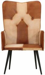 vidaXL Barna és krémszínű valódi bőr magas háttámlájú fotel (339659) - pepita