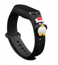 Curea Xmas pentru Xiaomi Mi Band 6 / Mi Band 5 Christmas Penguin Neagra - pcone