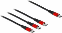 Delock USB-C - 3xUSB-C kábel 0.3m - Fekete/Piros (86712)