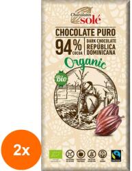 Chocolates Solé Set 2 x Ciocolata Neagra Bio si Fairtrade 94% Cacao, 100g Chocolates Sole (ORP-2xCS320)