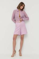 Marella pantaloni scurti femei, culoarea violet, neted, high waist PPYX-SZD0L1_45X