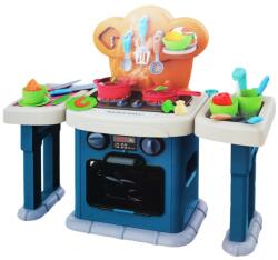  Bucatarie de jucarie pentru copii, cu aragaz, cuptor, chiuveta si alte accesorii si sunete, 39x50x13.5 cm, Albastru (NBN000BL-105B) Bucatarie copii