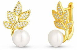  JwL Luxury Pearls Gyönyörű aranyozott fülbevaló igazgyöngyökkel és cirkónium kővel JL0827 - mall